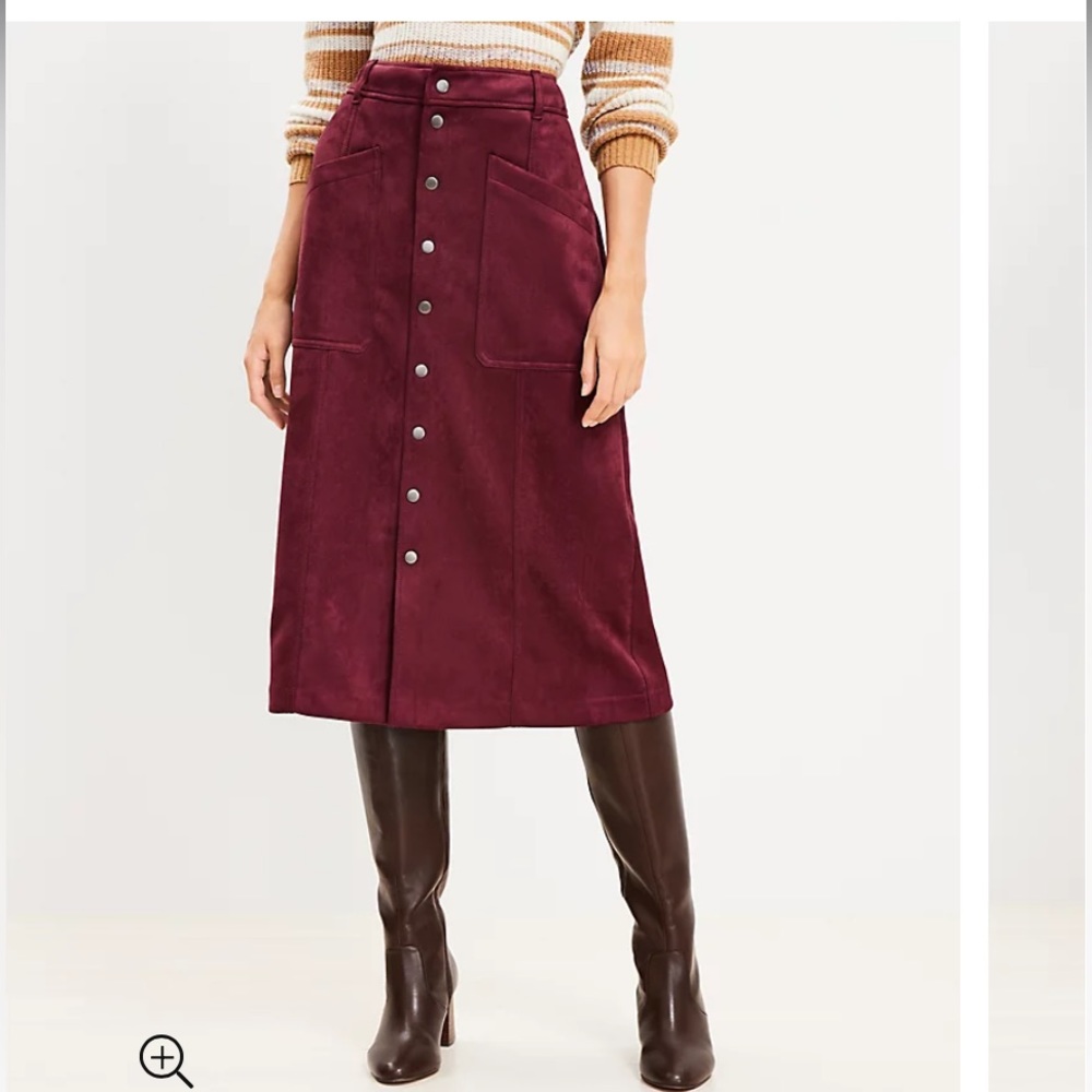 Faux Suede Moto MIDI Pocket Skirt